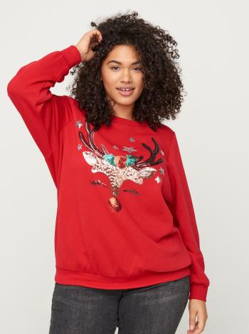 Červená mikina s vánočním motivem Zizzi