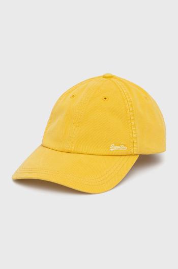 Čepice Superdry žlutá barva, hladká
