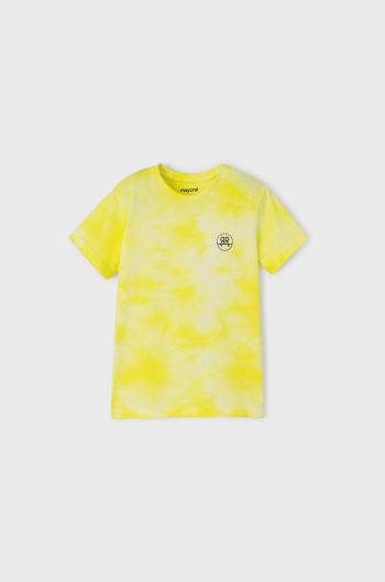 Dětské bavlněné tričko Mayoral žlutá barva, vzorovaný