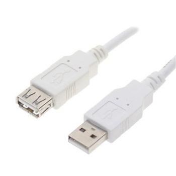 USB prodlužka (2.0), USB A samec - USB A samice, 0.3m, bílá