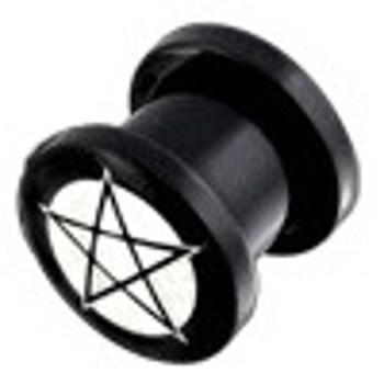 Šperky4U Plug černý - pentagram,  průměr 5 mm - PL01080-05C