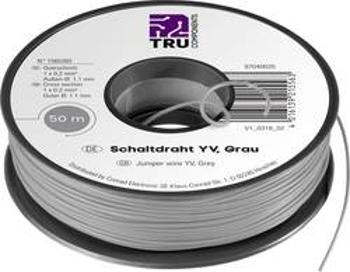 Spojovací drát TRU COMPONENTS Yv, 1 x 0.20 mm², vnější Ø 1.10 mm, šedá, 50 m