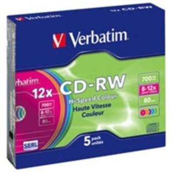 Verbatim CD-RW 700MB 8-12x, SERL, slimbox, 5ks (43167), 43167