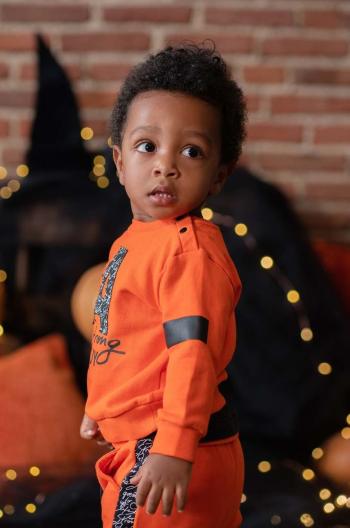 Dětská bavlněná mikina Birba&Trybeyond oranžová barva, s potiskem