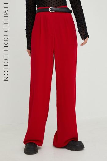 Kalhoty Answear Lab dámské, červená barva, široké, high waist