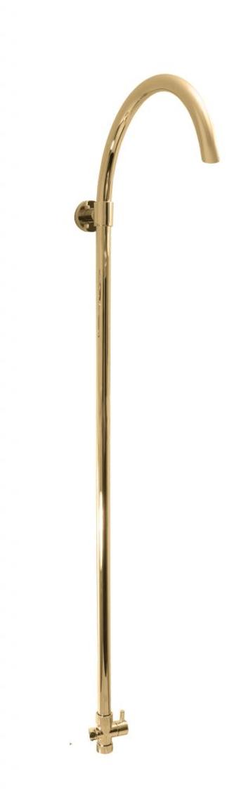 SLEZAK-RAV Sprchová tyč s přepínačem k bateriím s hlavovou a ruční sprchou- zlato, Barva: zlato SK0069Z