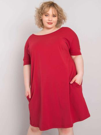 VÍNOVÉ ŠATY S KAPSAMI BELLAMY RV-SK-6639.02X-BORDO Velikost: 3XL