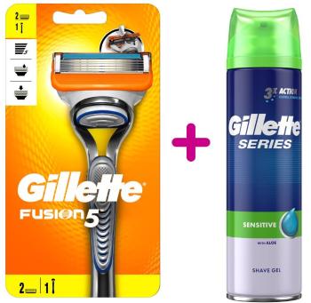 Gillette FUSION Holicí strojek se 2 náhradními břity + Gillette Series Gel na holení citlivý 200 ml