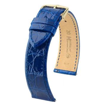 Řemínek Hirsch Genuine Croco 1 - královská modrá, lesk - M - řemínek 17 mm (spona 14 mm)