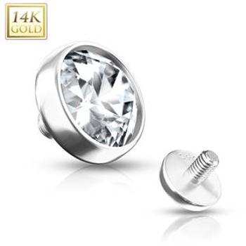 Šperky4U Zlatý piercing - dermál zirkon, Au 585/1000 - ZL01038-04-WG