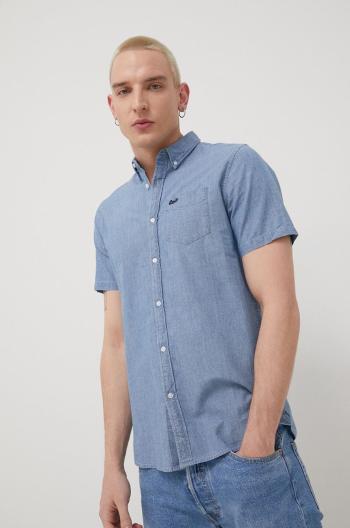 Džínová košile Superdry pánská, regular, s límečkem button-down