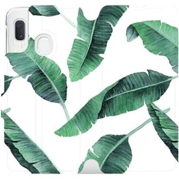 Flipové pouzdro na mobil Samsung Galaxy A20e - MG06P Zelené listy na bílém pozadí (5903226908042)