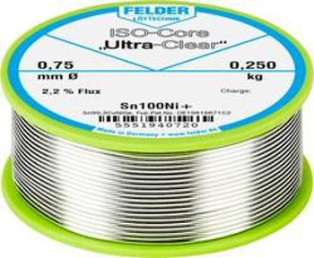 Bezolovnatý pájecí cín Felder Löttechnik ISO-Core "Ultra-Clear" Sn100Ni+, cívka, 0.250 kg, 0.75 mm