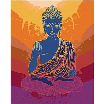 Diamondi - Diamantové malování - BUDDHA NA ORANŽOVÉM POZADÍ, 40x50 cm, Vypnuté plátno na rám (604941B)