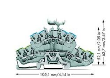 Dvojitá svorka ochranného vodiče WAGO 2002-2447, osazení: Terre, N, pružinová svorka, 5.20 mm, šedá, 50 ks