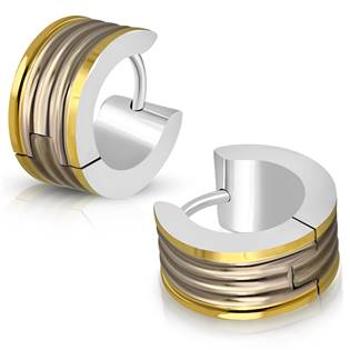 Šperky4U Zlacené ocelové náušnice kroužky - OPN1027-GD
