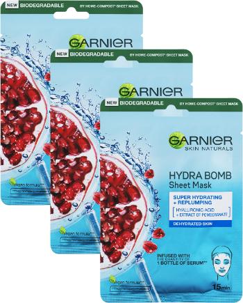 Garnier čistící hydratační textilní maska granátové jablko 3ks 3 x 32 g
