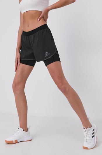 Kraťasy adidas Performance H31150 dámské, černá barva, hladké, medium waist