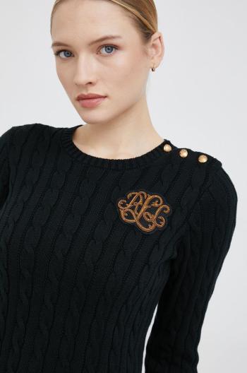 Bavlněný svetr Lauren Ralph Lauren dámský, černá barva,