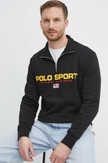 Mikina Polo Ralph Lauren pánská, černá barva, s potiskem, 710835766