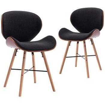 Jídelní židle 2 ks tmavě šedé textil a ohýbané dřevo (283142)