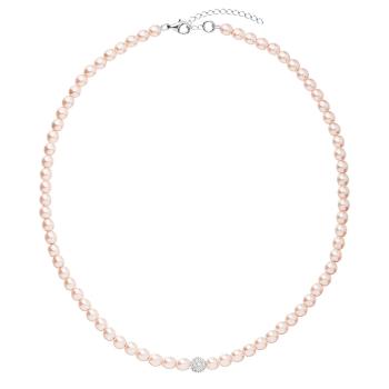 Evolution Group Romantický perlový náhrdelník s krystaly Preciosa 32063.3 rosaline