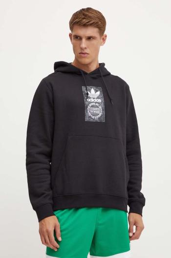 Mikina adidas Originals pánská, černá barva, s kapucí, s potiskem, IZ2513