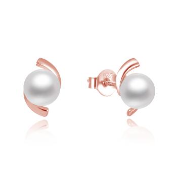 Beneto Elegantní bronzové perlové náušnice AGUP2668P-ROSE
