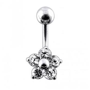 Šperky4U Stříbrný piercing do pupíku - kytička - BP01070-C