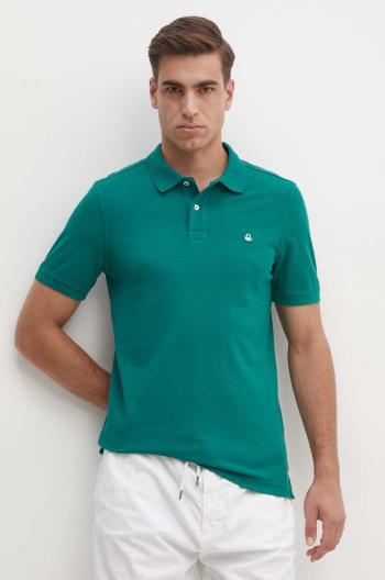 Bavlněné polo tričko United Colors of Benetton zelená barva