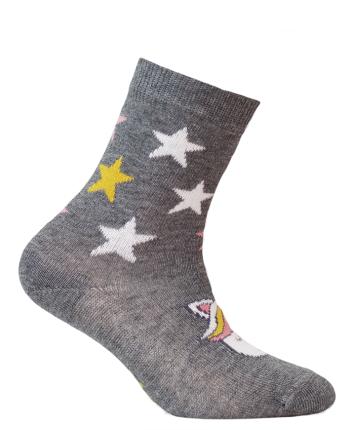Dívčí ponožky s obrázkem WOLA JEDNOROŽEC šedé Velikost: 36-38