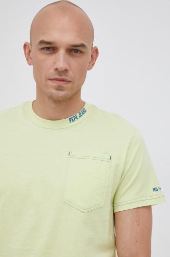 Bavlněné tričko Pepe Jeans Arav zelená barva, hladké