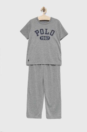 Dětské pyžamo Polo Ralph Lauren šedá barva, s potiskem