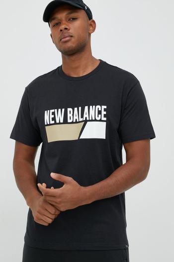 Tričko New Balance černá barva, s potiskem