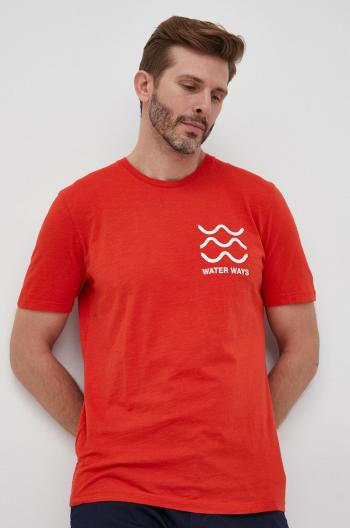 Bavlněné tričko Sisley červená barva, s potiskem