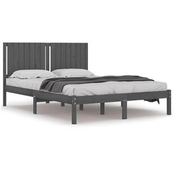 Rám postele šedý masivní dřevo 150 × 200 cm King Size, 3104420 (3104420)