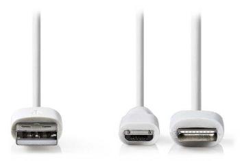 Nedis CCGP39400WT10 - Synchronizační a Nabíjecí Kabel 2 v 1 | USB A Zástrčka - Micro B Zástrčka / Apple Lightning 8-pin Zástrčka |