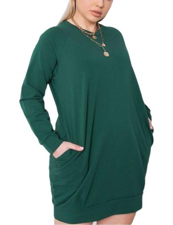 Tmavě zelené dámské šaty s kapsami vel. XL