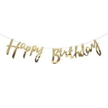 Girlanda narozeniny - happy birthday - zlatá, 150 cm (5902934215510)