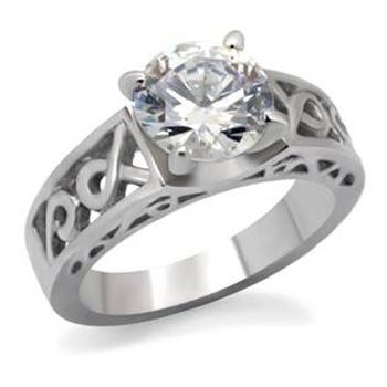 Šperky4U Ocelový prsten se zirkonem - velikost 50 - OPR1557-50