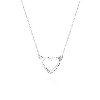 NUBIS® Diamantový náhrdelník se srdíčky, bílé zlato a brilianty - C-026-WG
