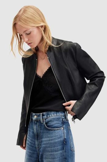 Kožená bunda AllSaints SADLER JACKET dámská, černá barva, přechodná, WL508Z