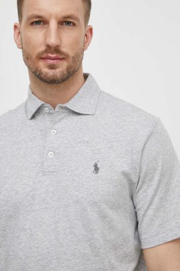 Polo tričko se lněnou směsí Polo Ralph Lauren šedá barva, 710933390