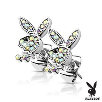 Šperky4U Náušnice Playboy s duhovými zirkony - BX3022-AB