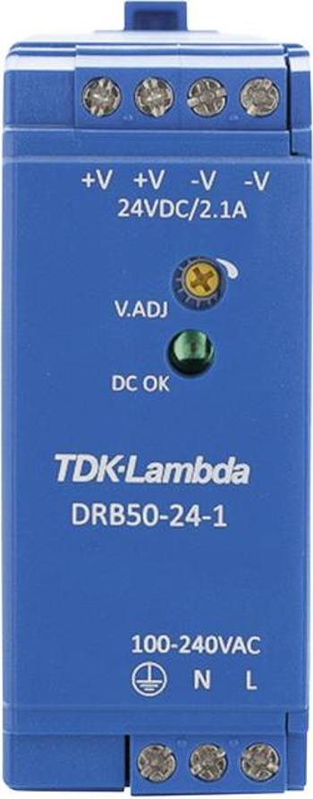 Zdroj na DIN lištu TDK-Lambda DRB50-24-1, 24 V/DC, 2,1 A