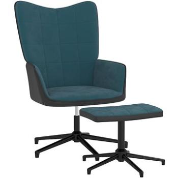 Relaxační křeslo se stoličkou modré samet a PVC, 327852 (327852)