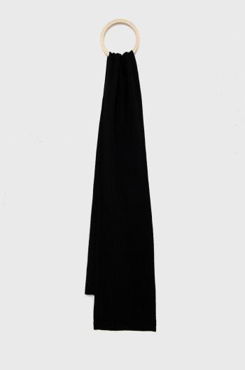 Šátek z vlněné směsi United Colors of Benetton černá barva, hladký