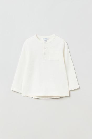 Dětská bavlněná košile s dlouhým rukávem OVS bílá barva, hladký