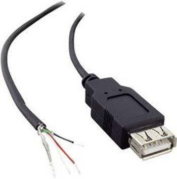 USB kabel s volným koncem BKL Electronic 10080111, zásuvka USB 2.0 typ A, 1.80 m, černá, 1 ks