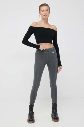 Legíny Calvin Klein Jeans dámské, šedá barva, hladké